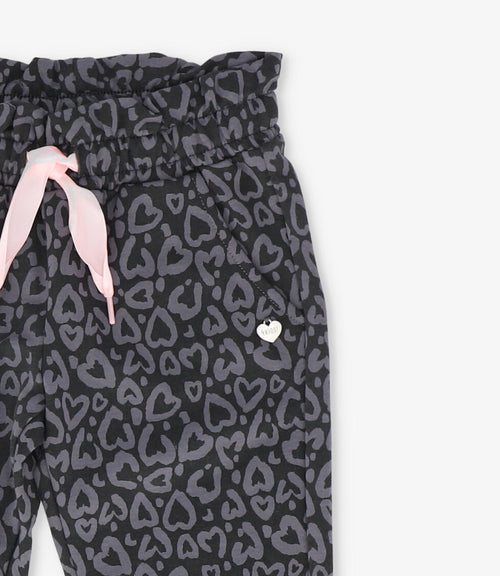 Pantalón de buzo niña corazones 2 años / Gris