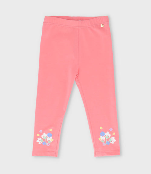 Calza niña con flores 2 años / Coral
