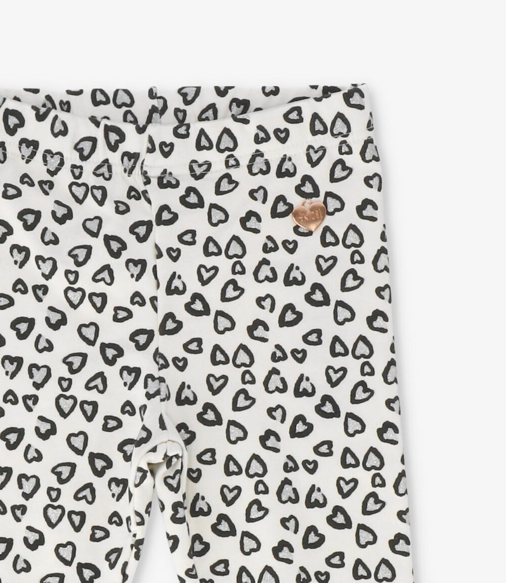 Calza niña con corazones 2 años / Crudo