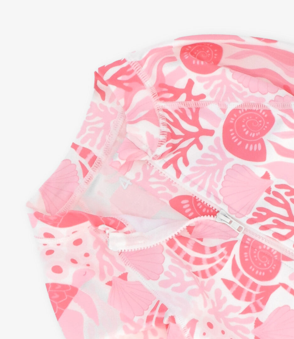 Traje de baño niña con mangas 2 años / Rosado