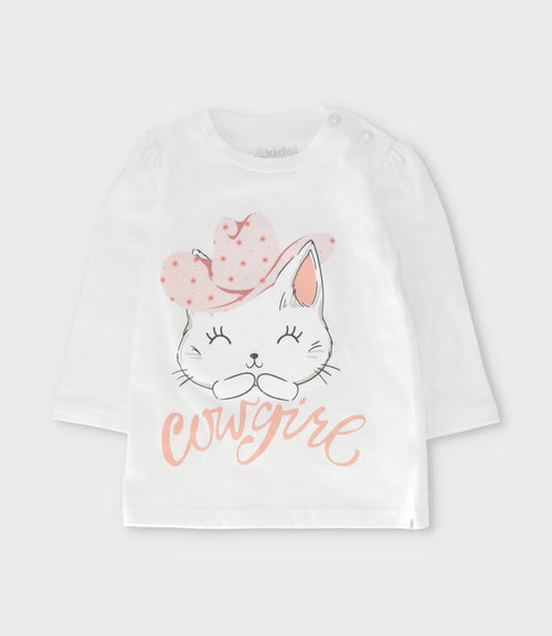 Polera bebé niña cowgirl 6 meses / Blanco