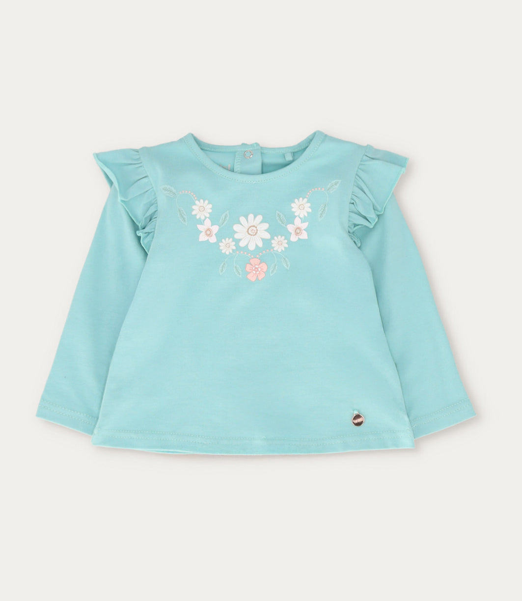 Polera bebé niña con vuelos 6 meses / Menta