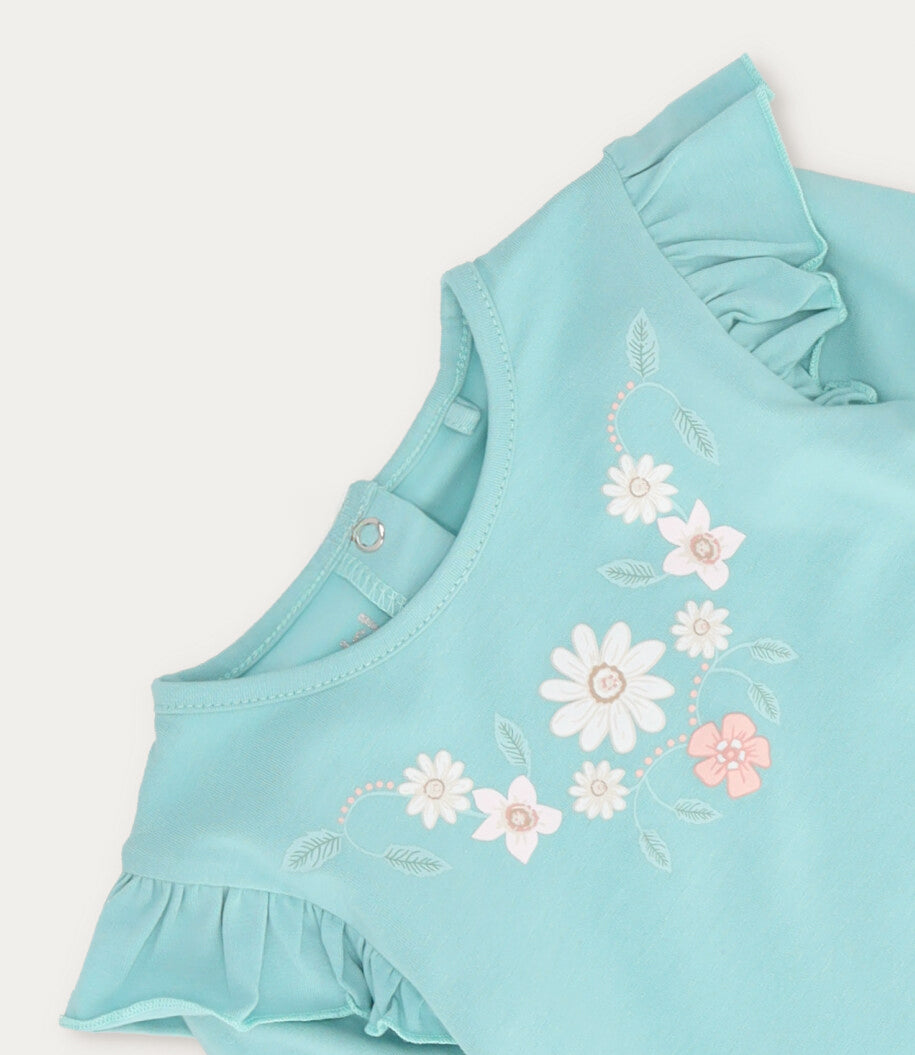 Polera bebé niña con vuelos 6 meses / Menta