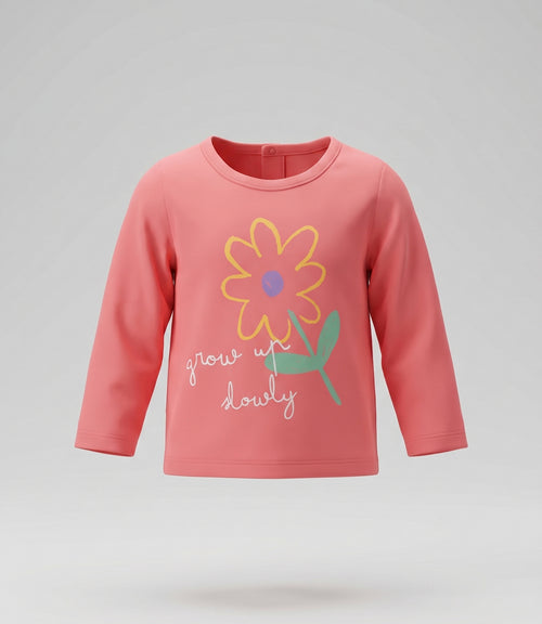 Polera bebé niña con flor 6 meses / Coral