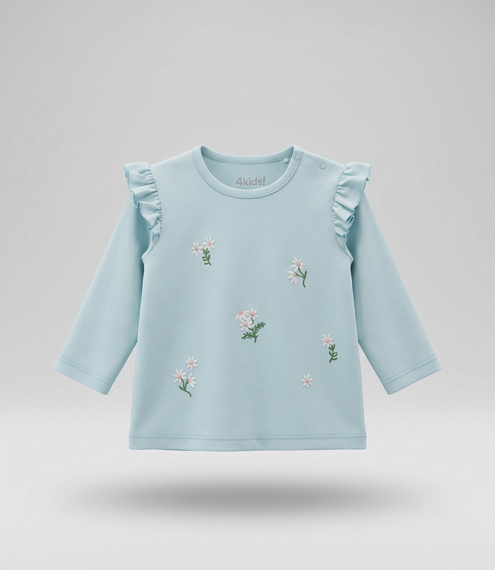 Polera bebé niña con vuelos 6 meses / Menta
