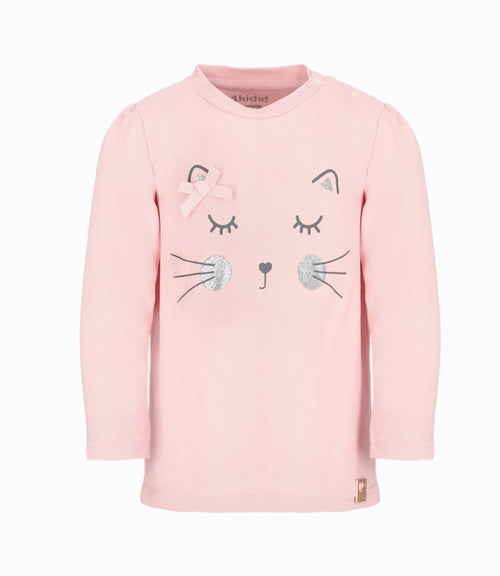 Polera bebé niña con gatito 6 meses / Rosado