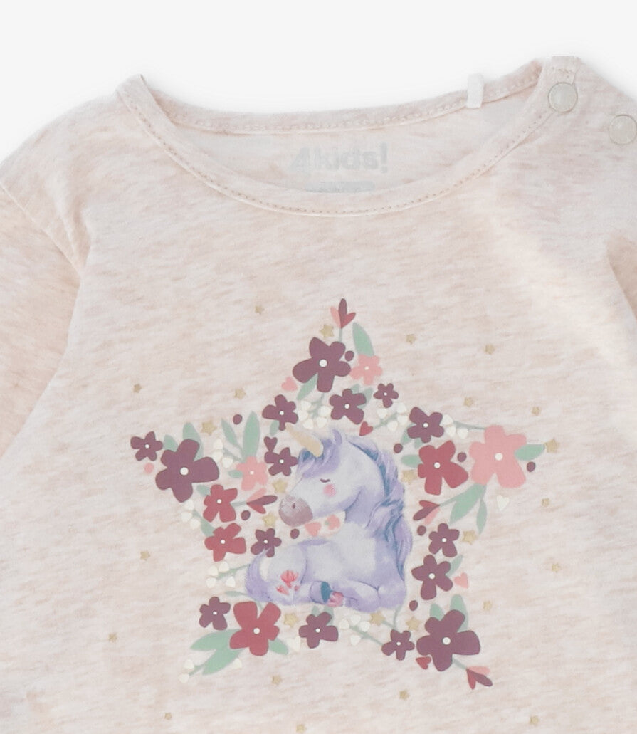 Polera bebé niña con unicornio 6 meses / Crudo