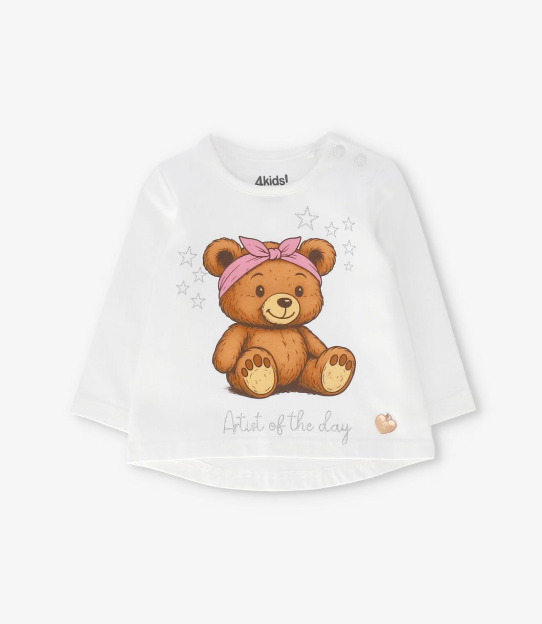 Polera bebé niña con osito 6 meses / Crudo