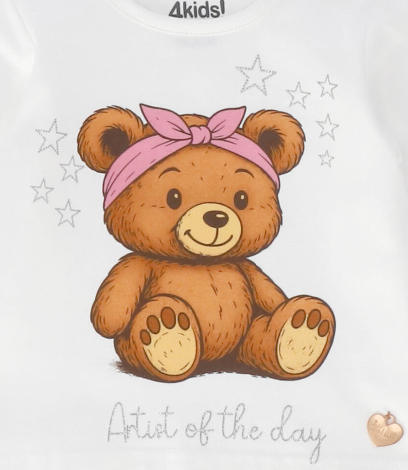 Polera bebé niña con osito 6 meses / Crudo