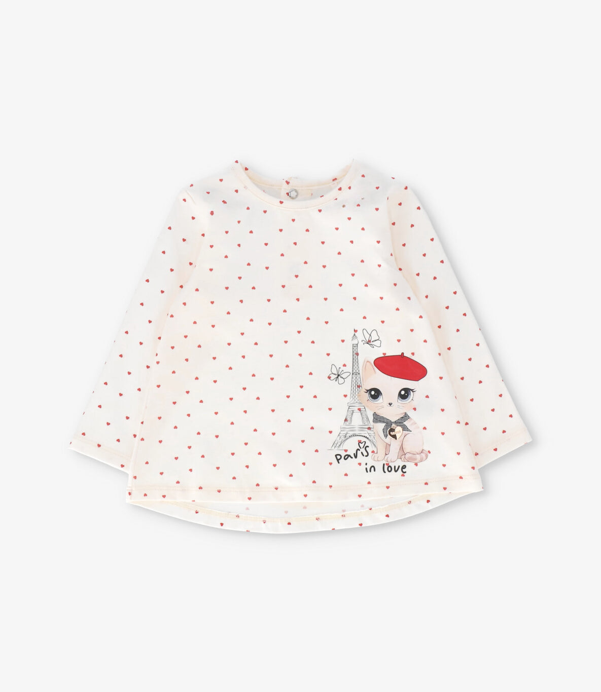 Polera bebé niña con gatito 6 meses / Crudo