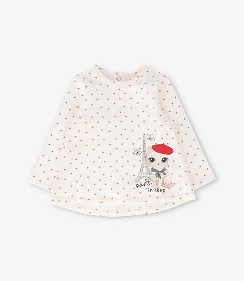 Polera bebé niña con gatito 6 meses / Crudo