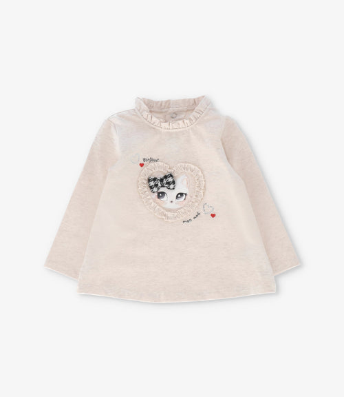 Polera bebé niña corazón 6 meses / Beige