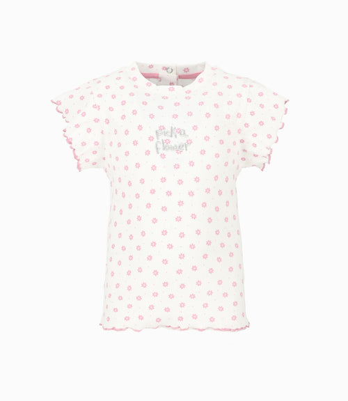 Polera bebé niña con flores 3 meses / Blanco