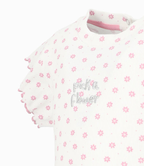 Polera bebé niña con flores 3 meses / Blanco