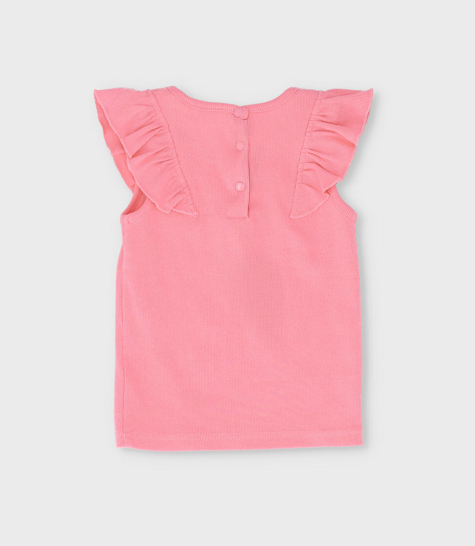 Polera bebé niña con vuelos 6 meses / Fucsia