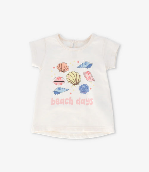 Polera bebé niña beach days 6 meses / Crudo