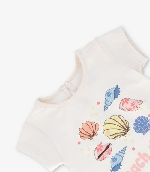 Polera bebé niña beach days 6 meses / Crudo