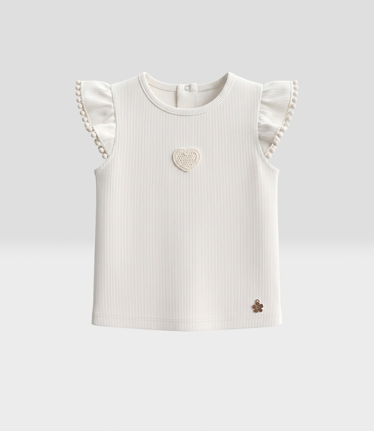 Polera bebé niña con vuelos 6 meses / Blanco