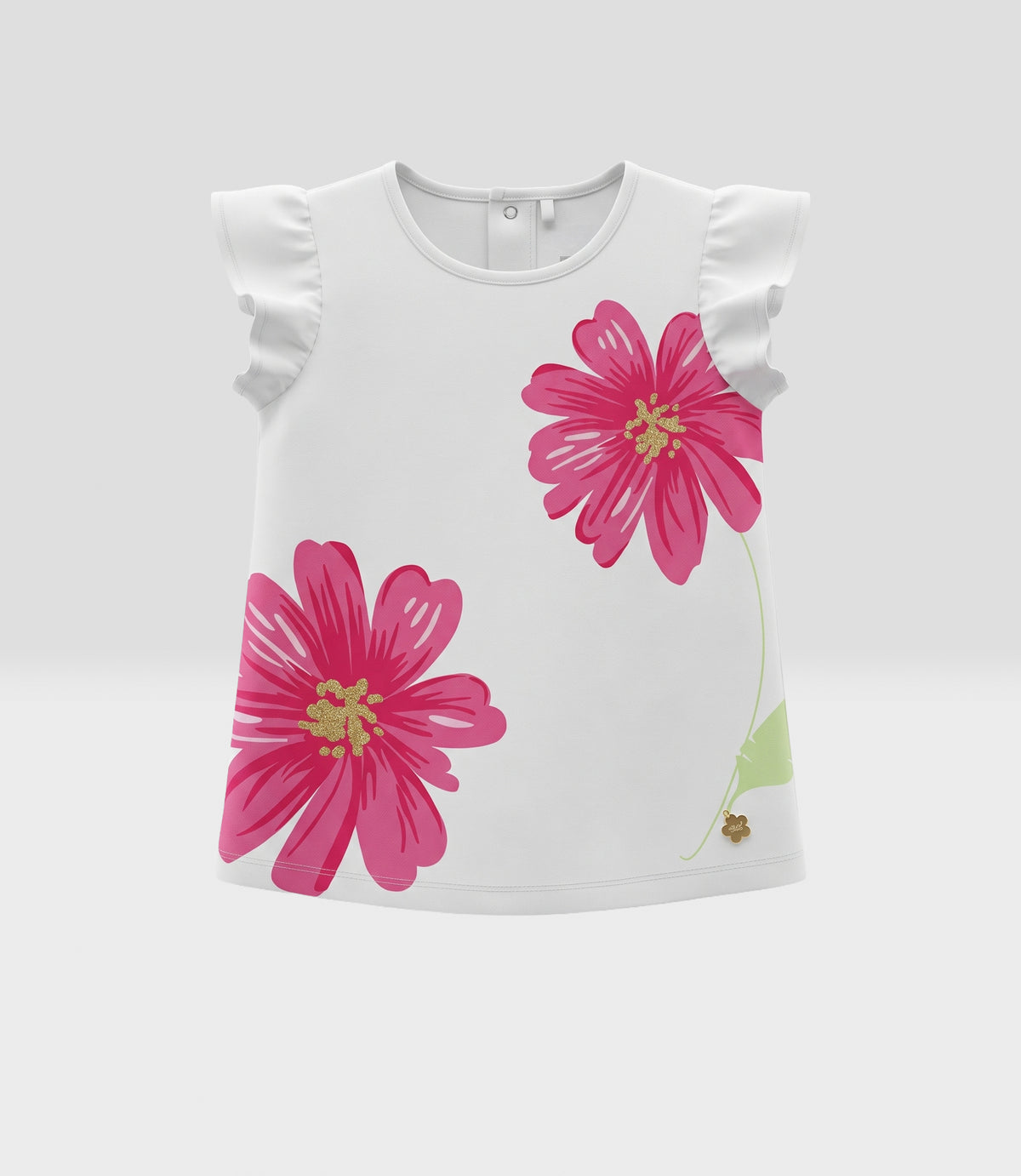 Polera bebé niña flores 6 meses / Crudo
