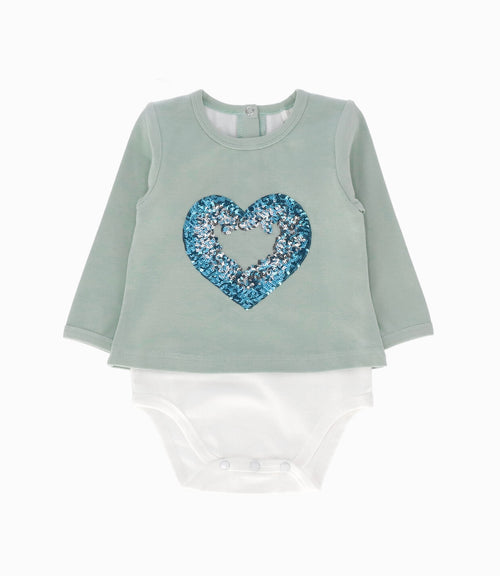 Body Bebé Niña Corazón 6 meses / Menta