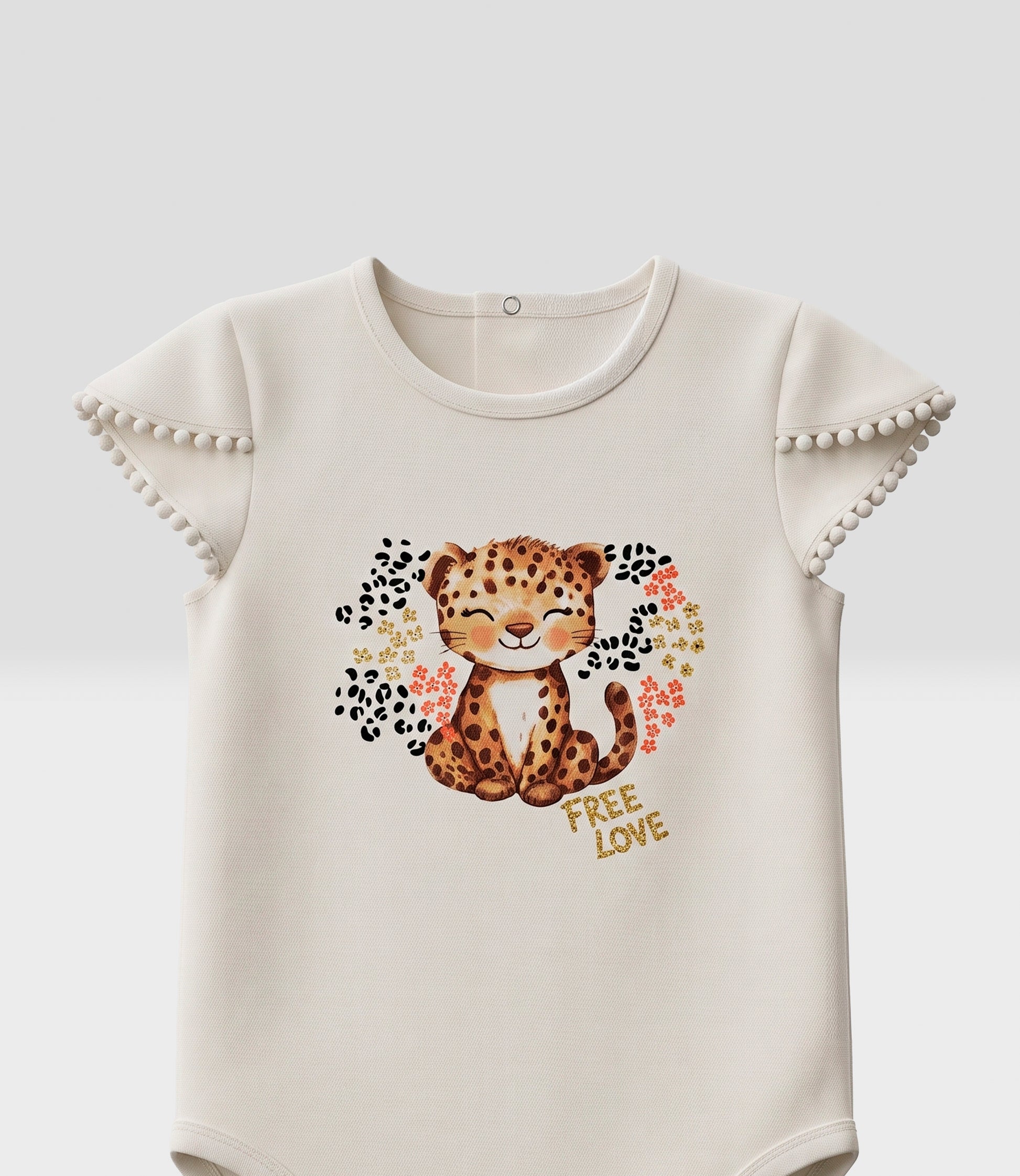 Body bebé niña animal print 6 meses / Blanco