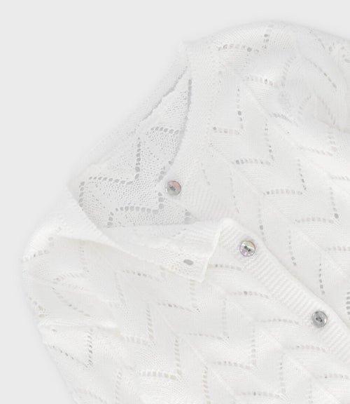 Chaleco bebé niña tejido 6 meses / Blanco