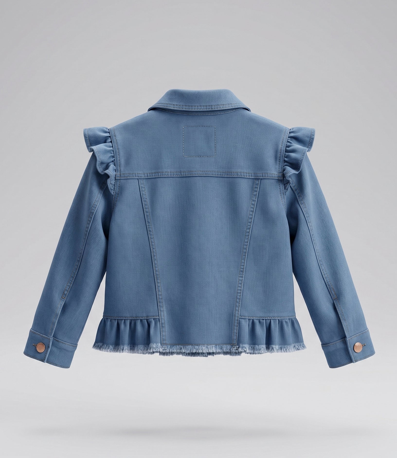 Chaqueta bebé niña de denim con vuelos 6 meses / Celeste
