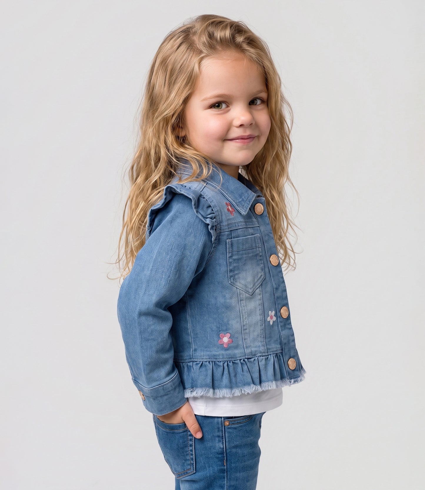 Chaqueta bebé niña denim vuelos 6 meses / Celeste