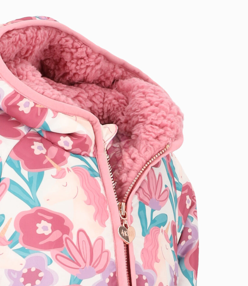 Parka bebé niña floreada 6 meses / Rosado