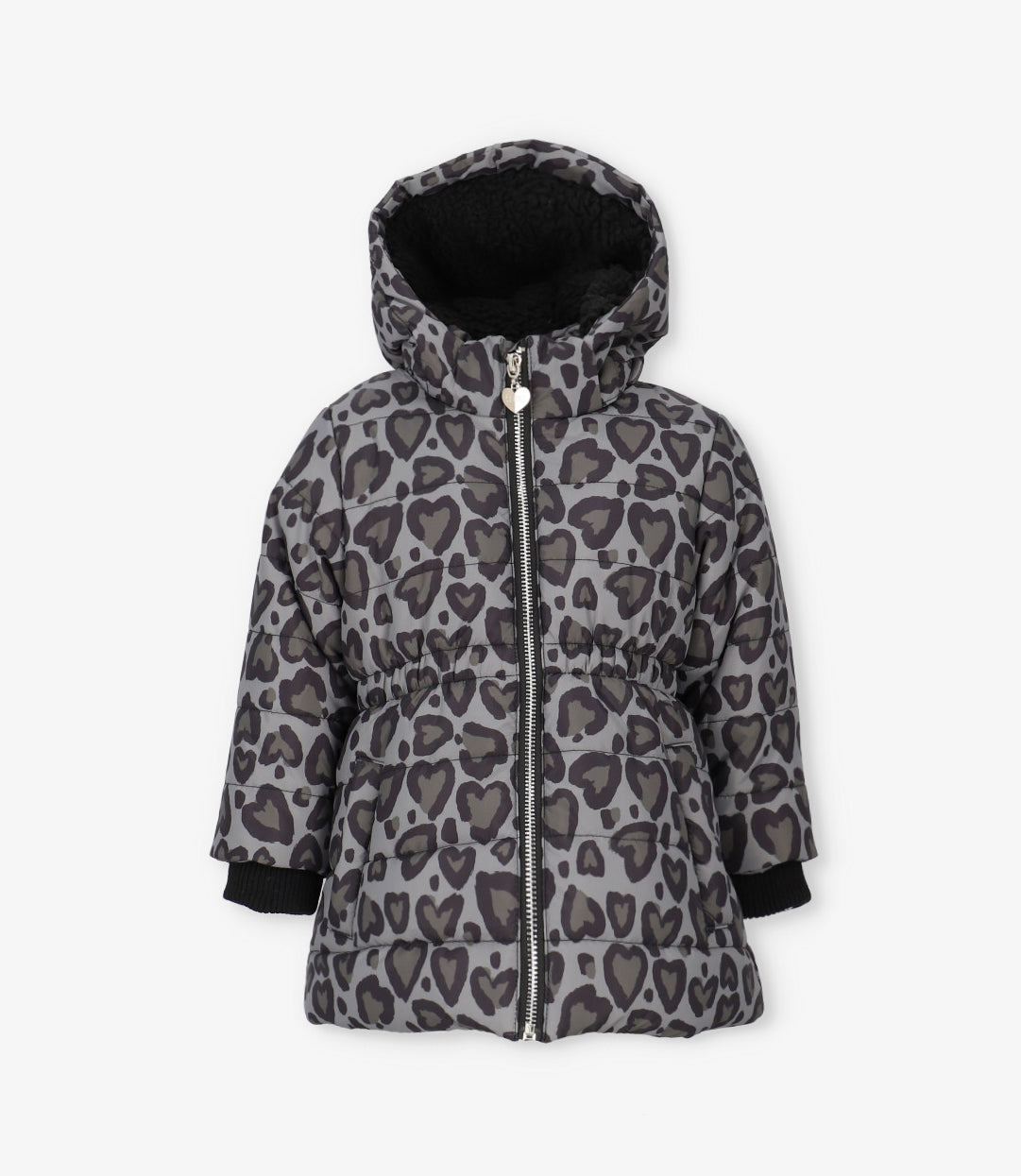 Parka bebé niña corazones 6 meses / Negro