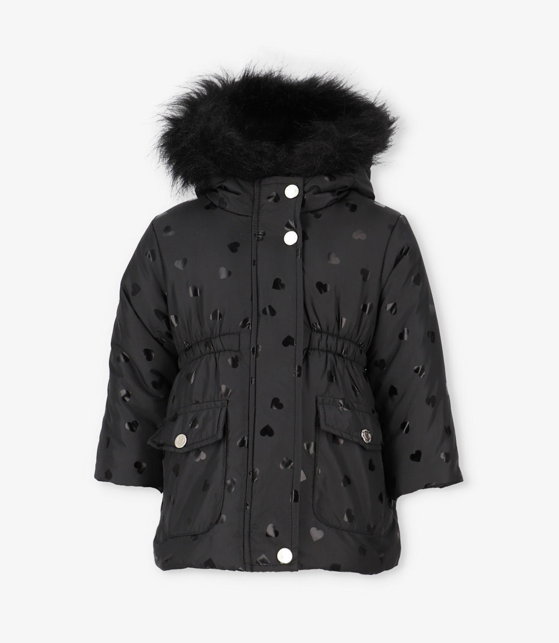 Parka bebé niña corazones 6 meses / Negro