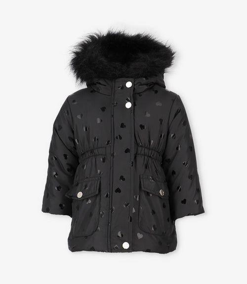 Parka bebé niña corazones 6 meses / Negro