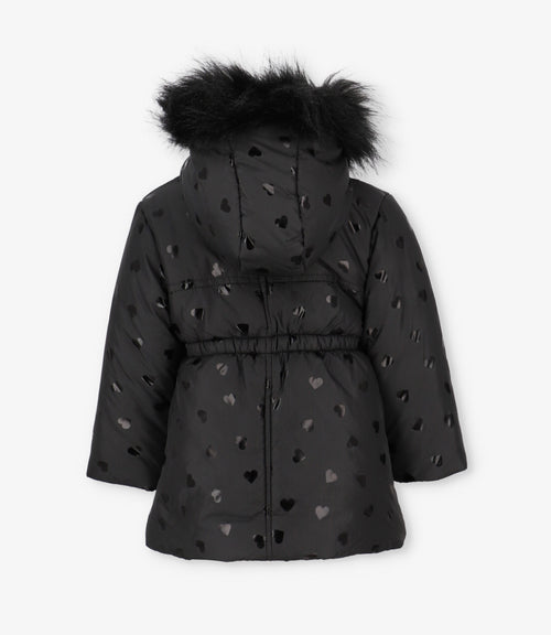 Parka bebé niña corazones 6 meses / Negro