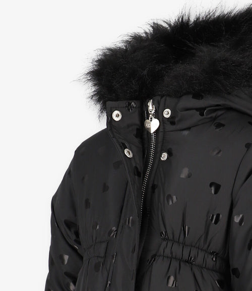 Parka bebé niña corazones 6 meses / Negro