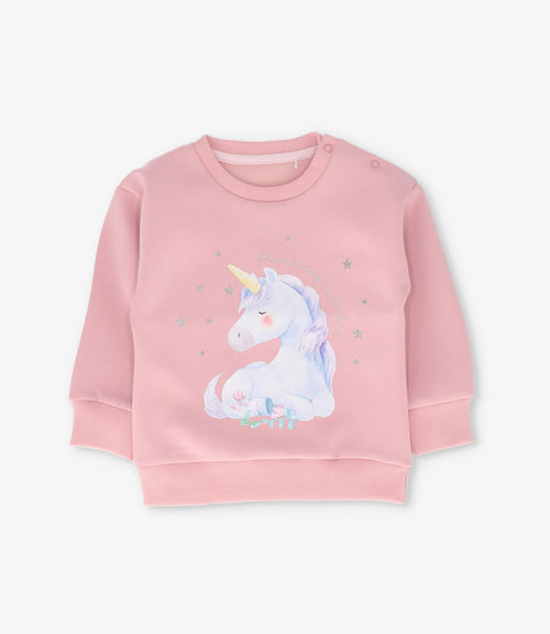 Polerón bebé niña con unicornio 6 meses / Rosado