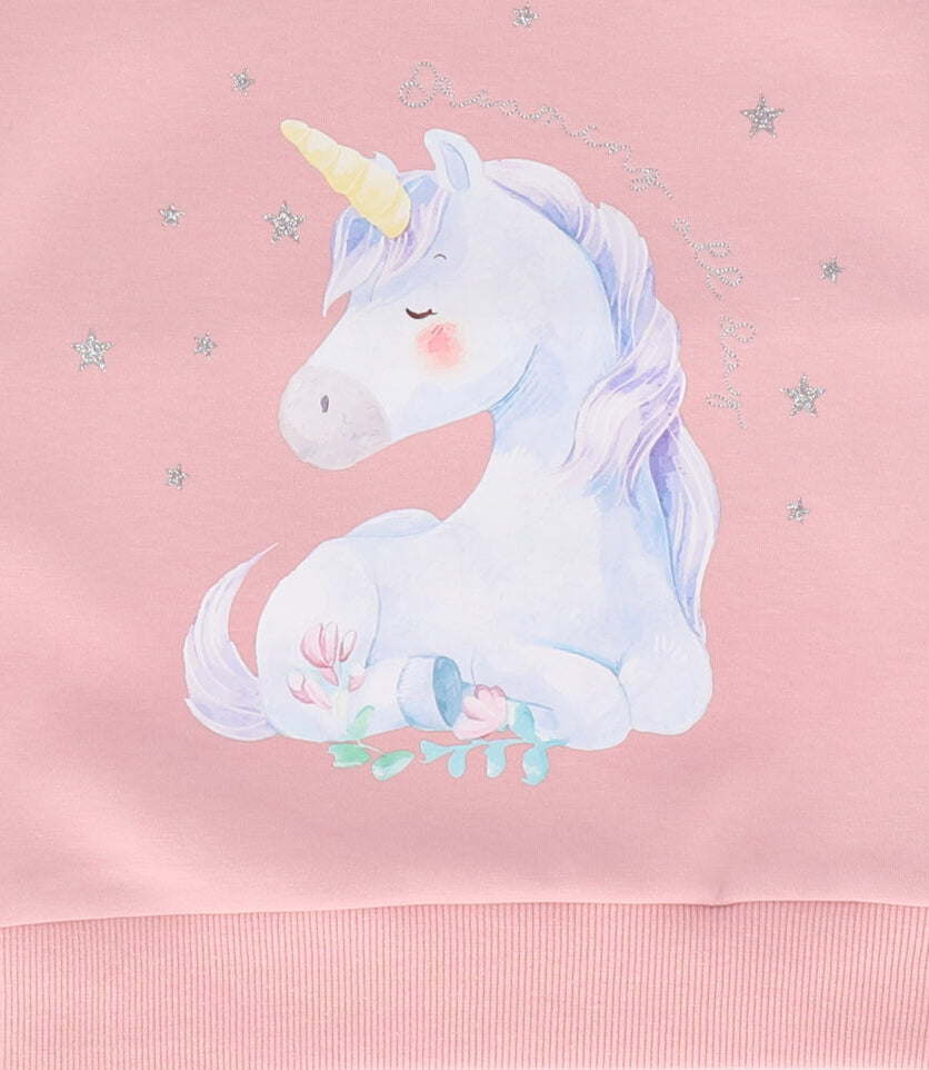 Polerón bebé niña con unicornio 6 meses / Rosado