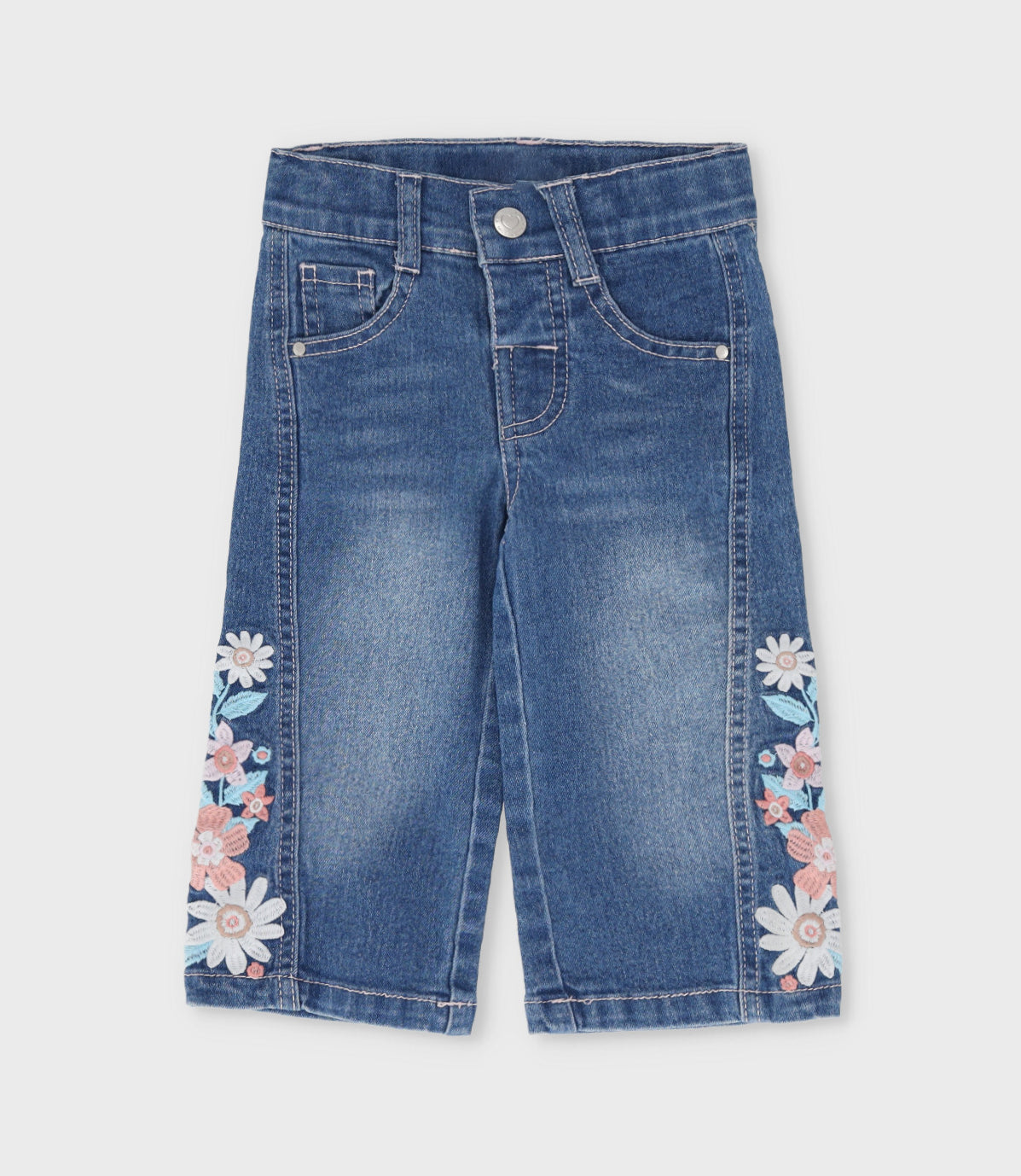 Jeans bebé niña con flores 6 meses / Azul Marino
