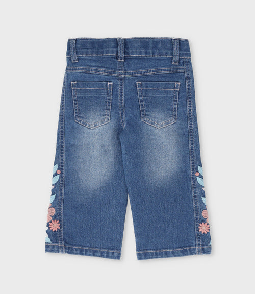 Jeans bebé niña con flores 6 meses / Azul Marino
