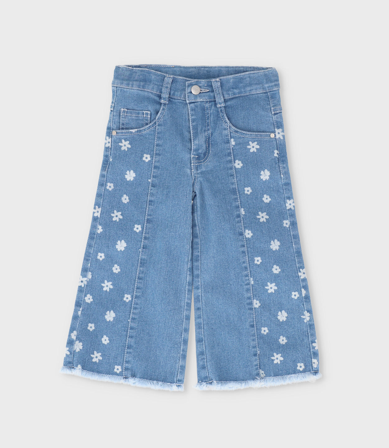 Jeans bebé niña con flores 6 meses / Celeste