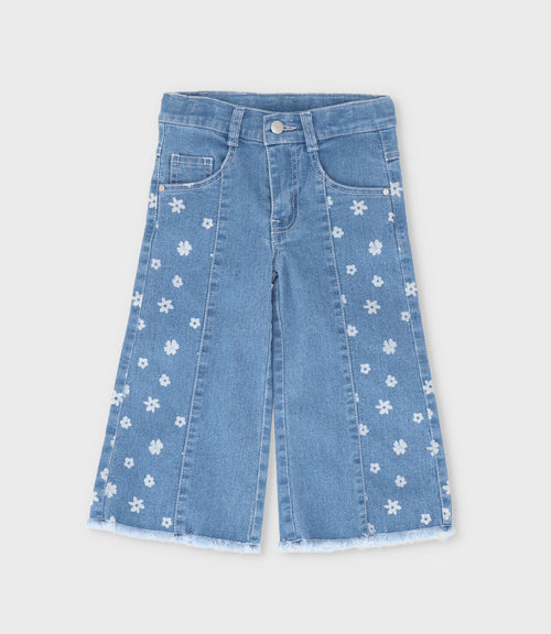 Jeans bebé niña con flores 6 meses / Celeste