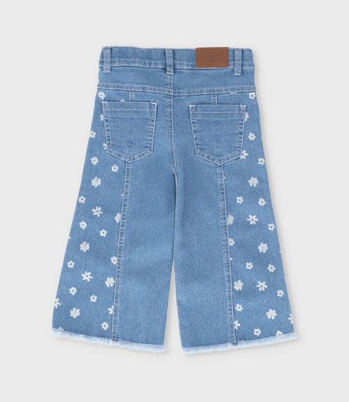 Jeans bebé niña con flores 6 meses / Celeste
