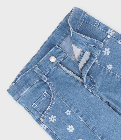 Jeans bebé niña con flores 6 meses / Celeste