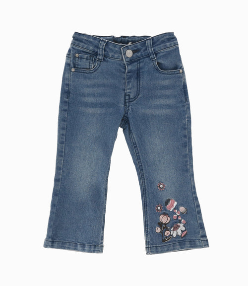 Jeans bebé niña con flores 6 meses / Azul Marino