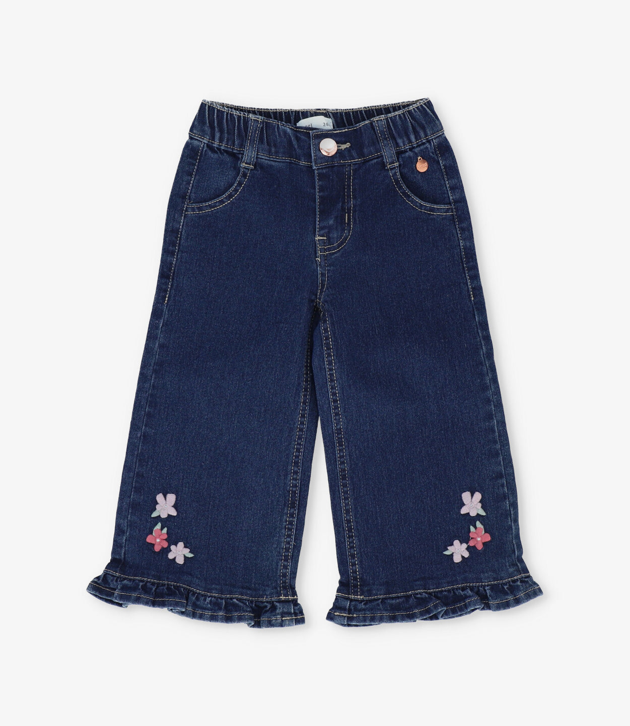 Jeans bebé niña con flores 6 meses / Azul Marino