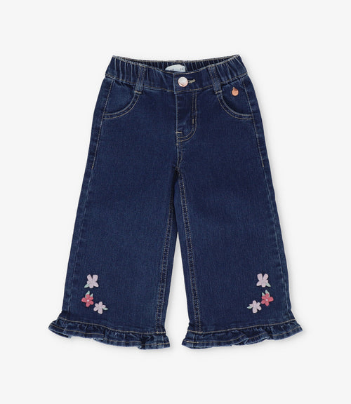 Jeans bebé niña con flores 6 meses / Azul Marino