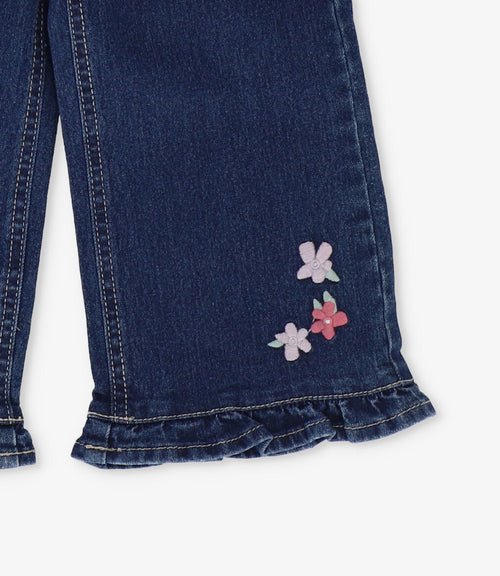 Jeans bebé niña con flores 6 meses / Azul Marino