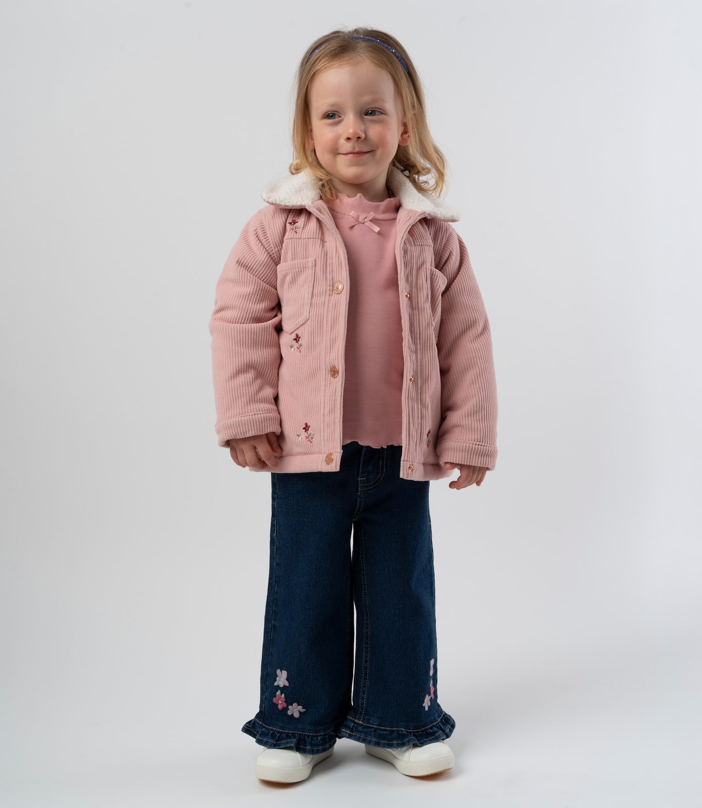 Jeans bebé niña con flores 6 meses / Azul Marino