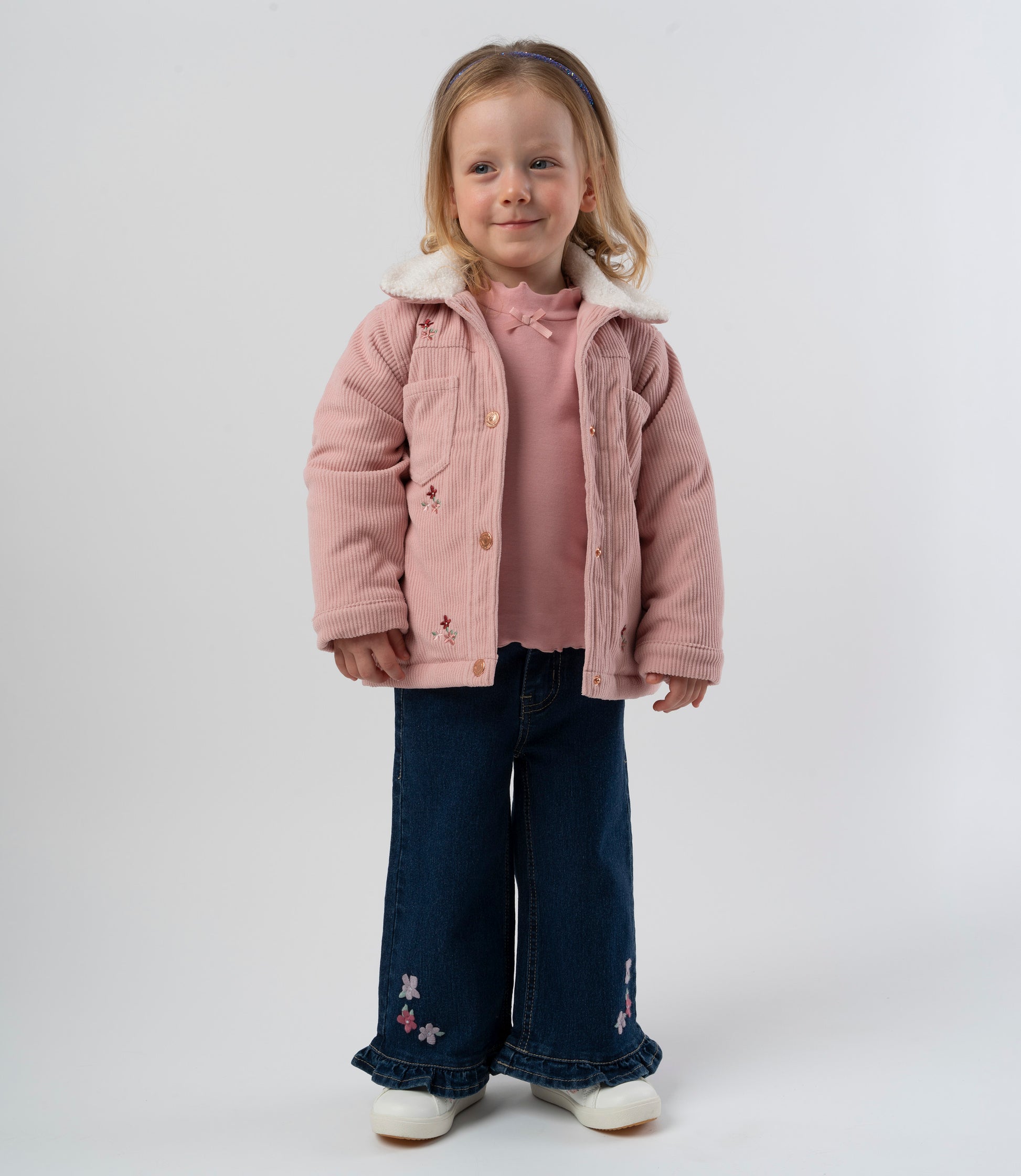 Jeans bebé niña con flores 6 meses / Azul Marino