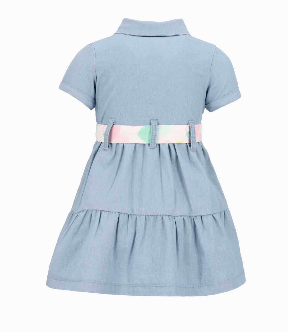 Vestido Bebé Niña Con Cinturón Denim Celeste 6 meses / Denim Celeste