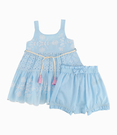 Vestido Bebé Niña Con Diseño Celeste 6 meses / Celeste